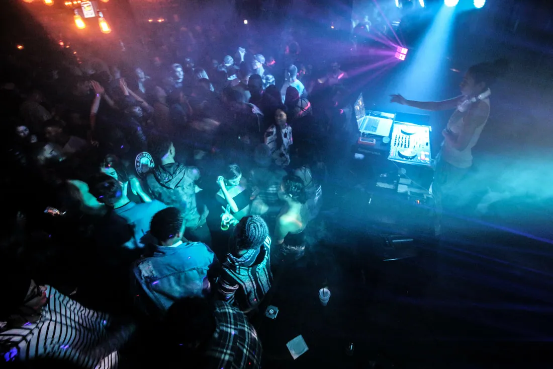 Blue lasers over the dancefloor