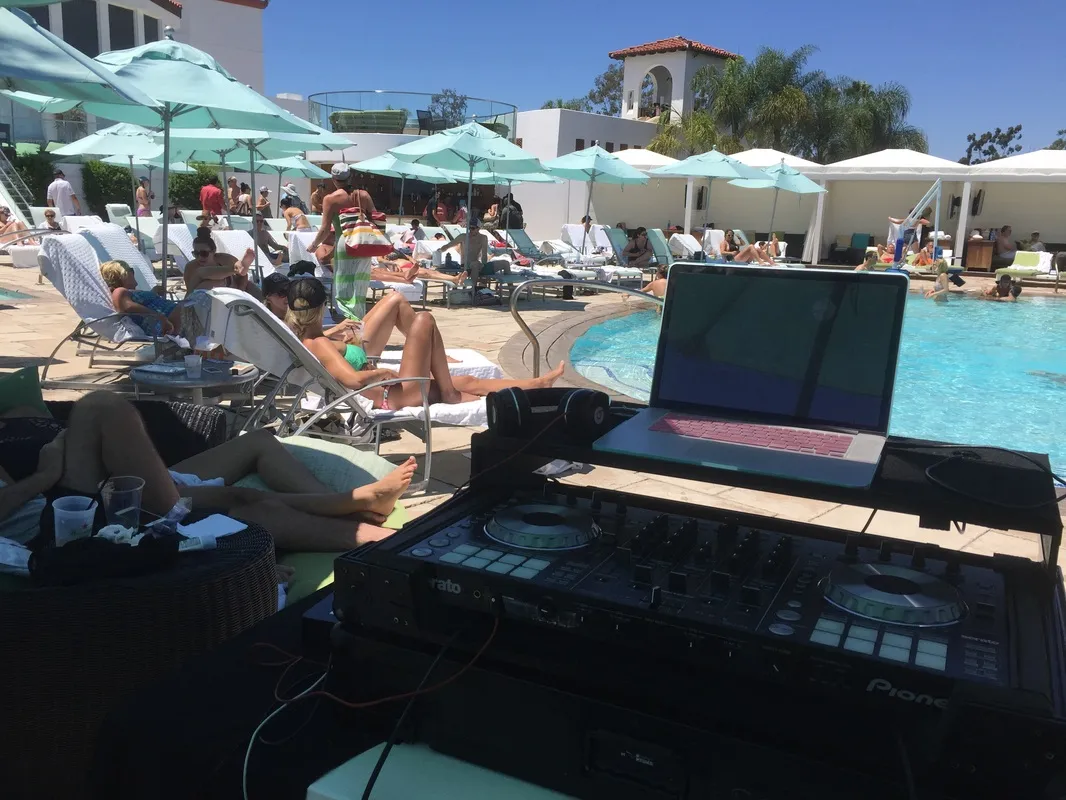Pool party from behind the decks