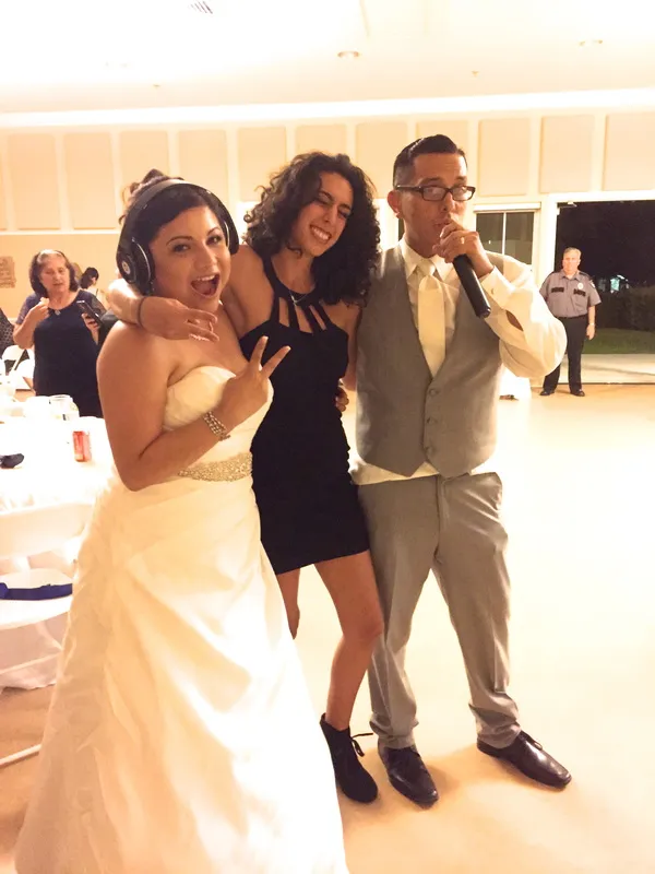 Merav and the bride at the reception