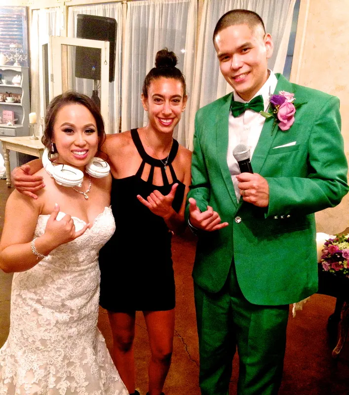 Merav with the newlyweds